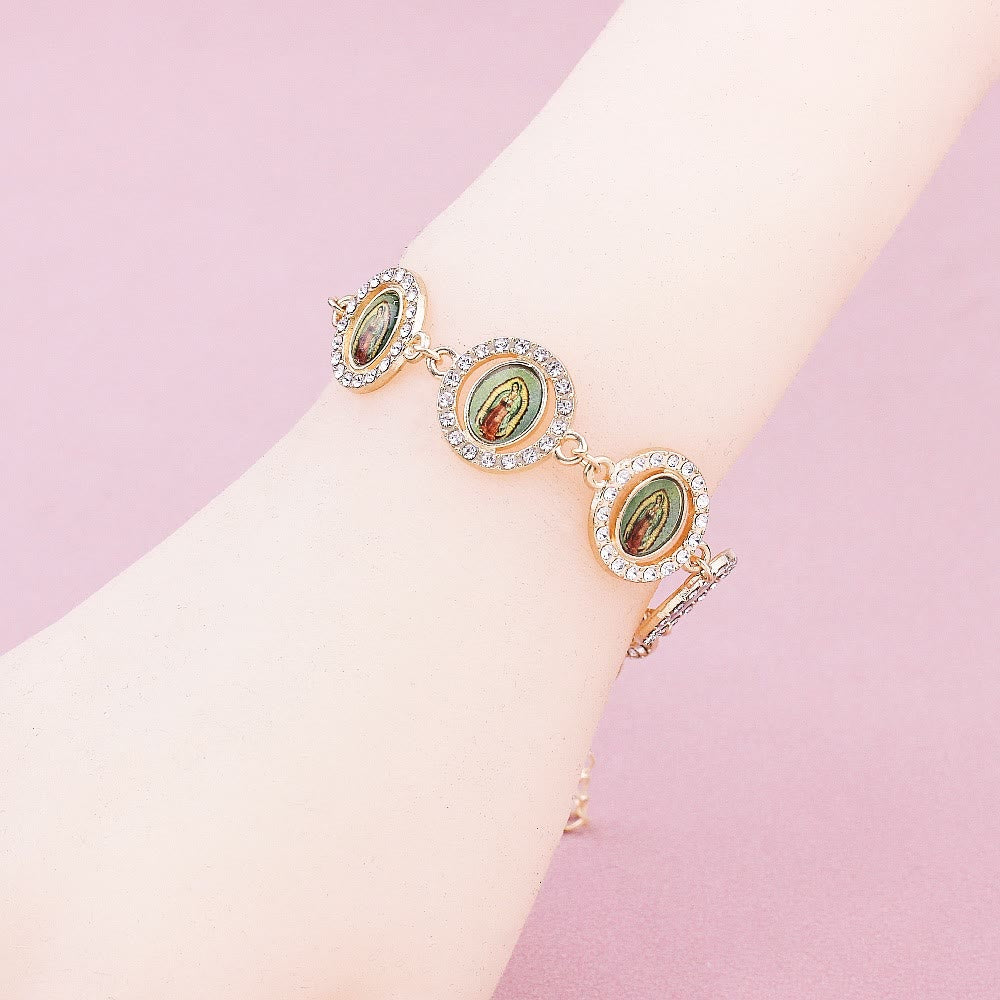 Christiandiscipleshop Our Lady of Guadalupe Zircon Round Medals Bracelet