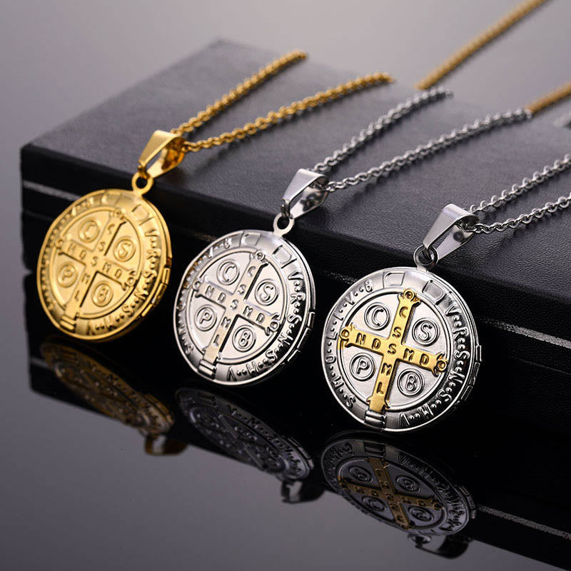 Christianartworkshop Classic St. Benedict Pendant Titanium Necklace