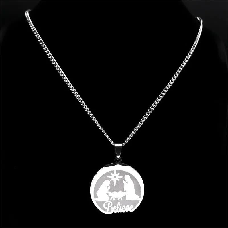 Christiandiscipleshop Silver Nativity Believe Christmas Gift Necklace