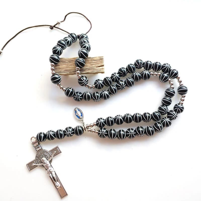 Hand Knit Basketball Spherical Beads Sports Prayer Rosary