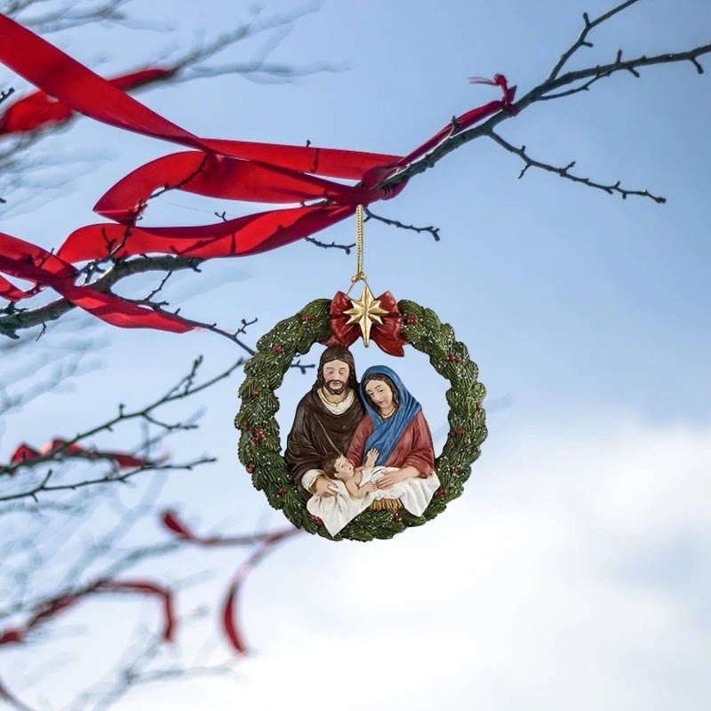 Christiandiscipleshop Colored Resin Model Style Holy Family Christmas Parasite Ornaments