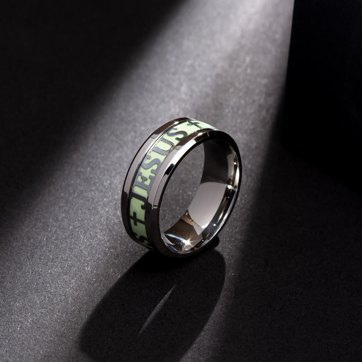 christiandiscipleshop Luminous "JESUS" Printed Stainless Steel Ring