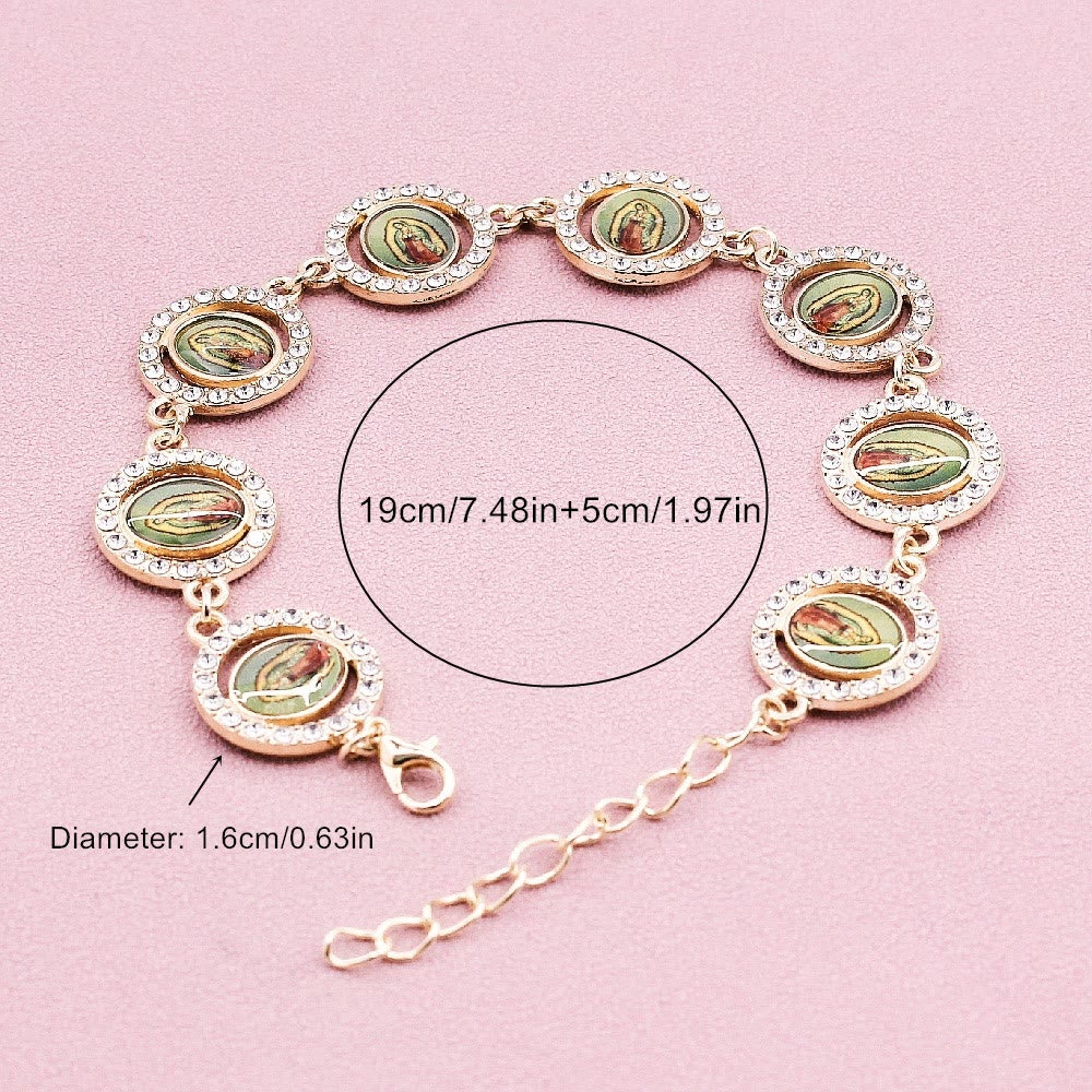 Christiandiscipleshop Our Lady of Guadalupe Zircon Round Medals Bracelet