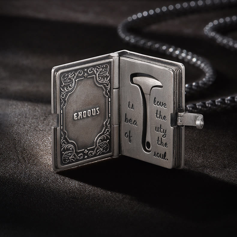 Christianartworkshop Bible with the Removable Rock Hammer Necklace