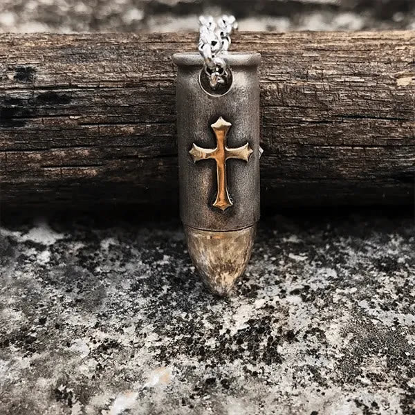 Christiandiscipleshop Skull and Crossbones Bullet Pendant Necklace