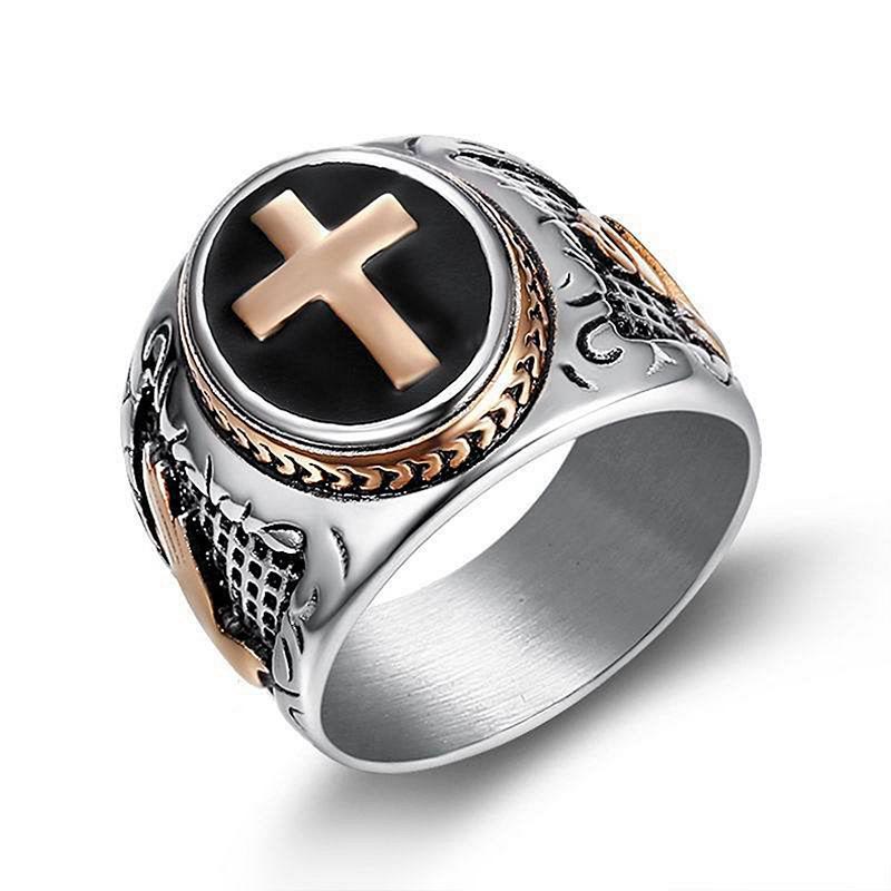 Christiandiscipleshop Retro Cross "Hand of God" Titanium Religion Ring