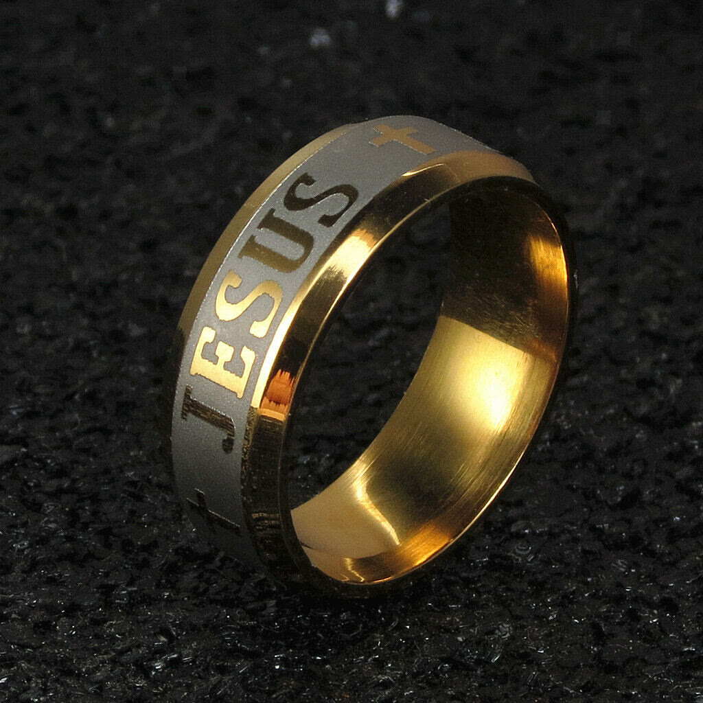 christiandiscipleshop Titanium Steel Ring with Laser engraving "JESUS"