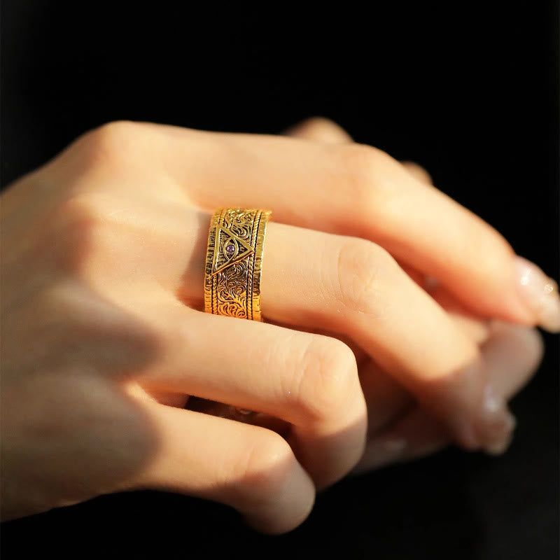 Christiandiscipleshop Retro Heavy Style Eye of God Pattern Golden Ring