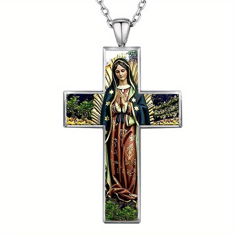 christiandiscipleshop Virgin Mary Cross Pendant Necklace Religion Jewelry