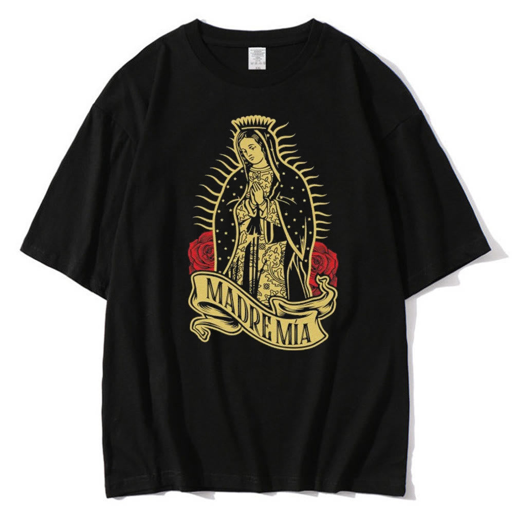 Christiandiscipleshop Classic Style Virgin Mary Theme Short Sleeve Washed T-shirt