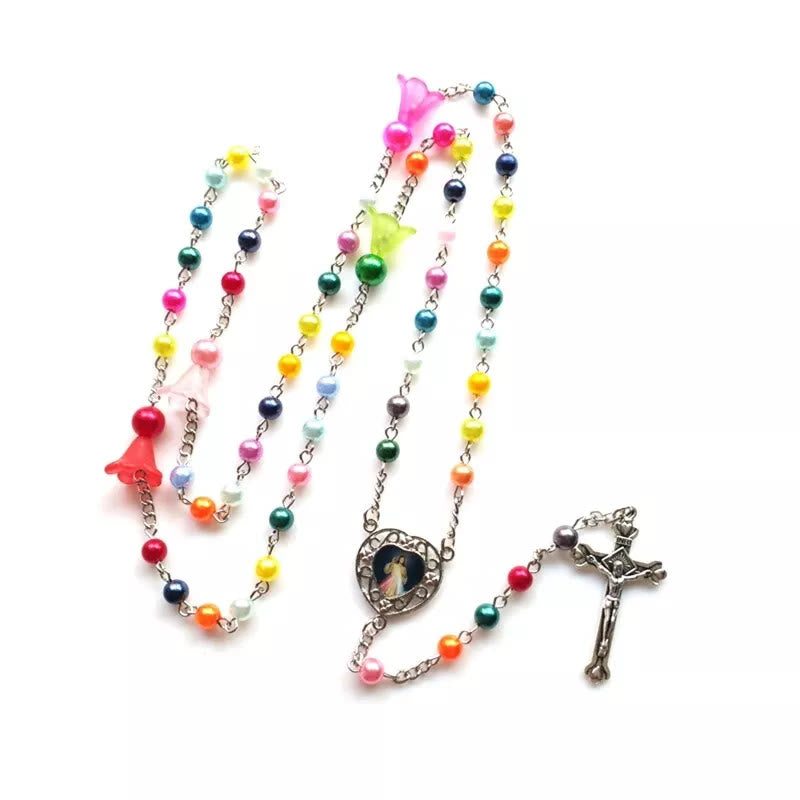 christiandiscipleshopJesus & Mary Colorful Pearl Rosary