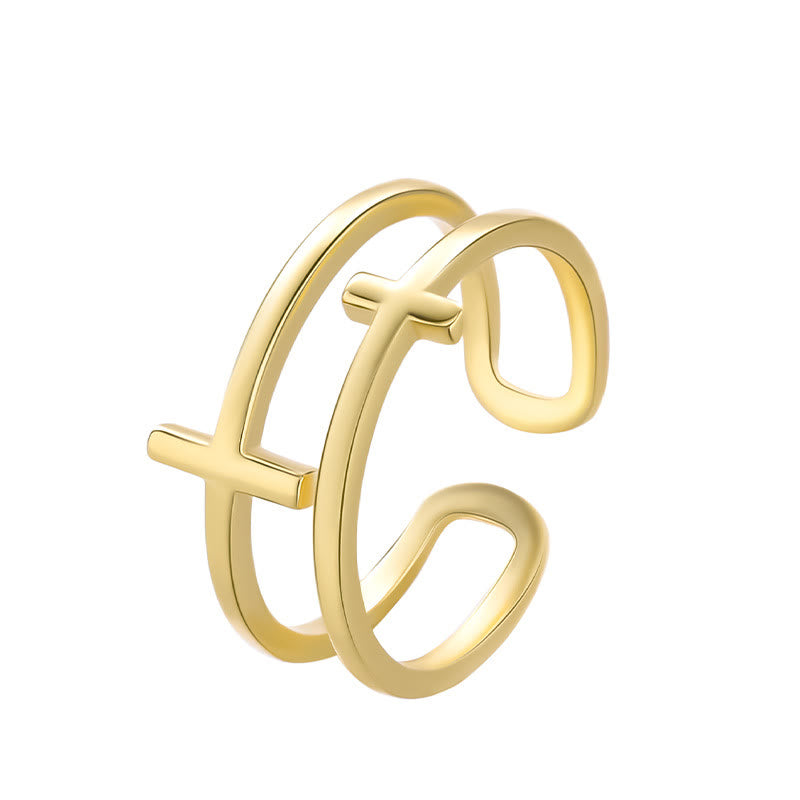 Christiandiscipleshop Double Cross Minimalist Ring