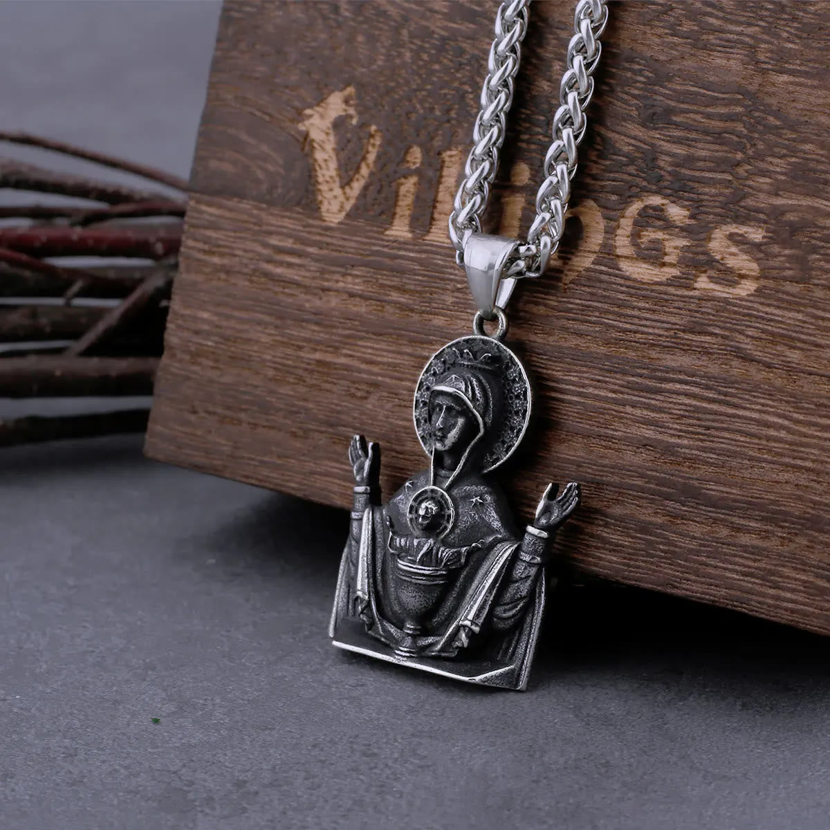 christiandiscipleshop Virgin Mary Prayer Pendant Necklace Stainless Steel Catholic Medallion Protecion Chain