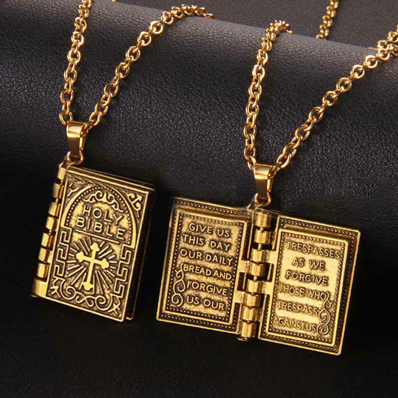 christiandiscipleshop Turnable Cross Holy Bible Pendant Quality Necklace