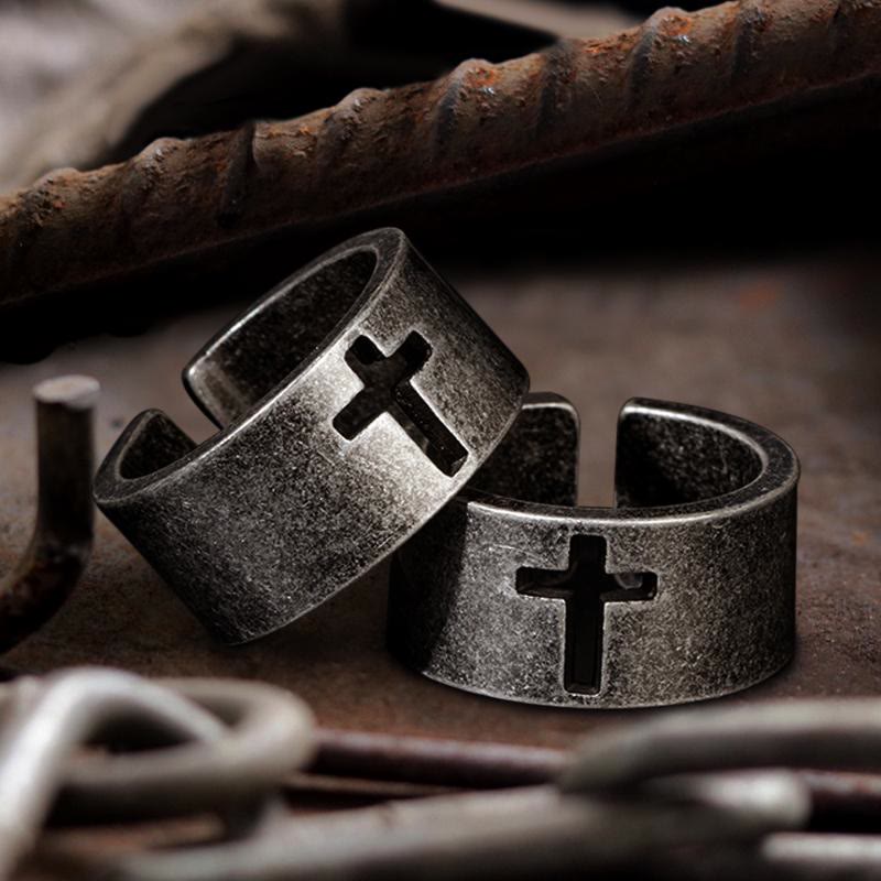 christiandiscipleshop Stainless Steel Antique Punk christiandiscipleshop  Cross Ring