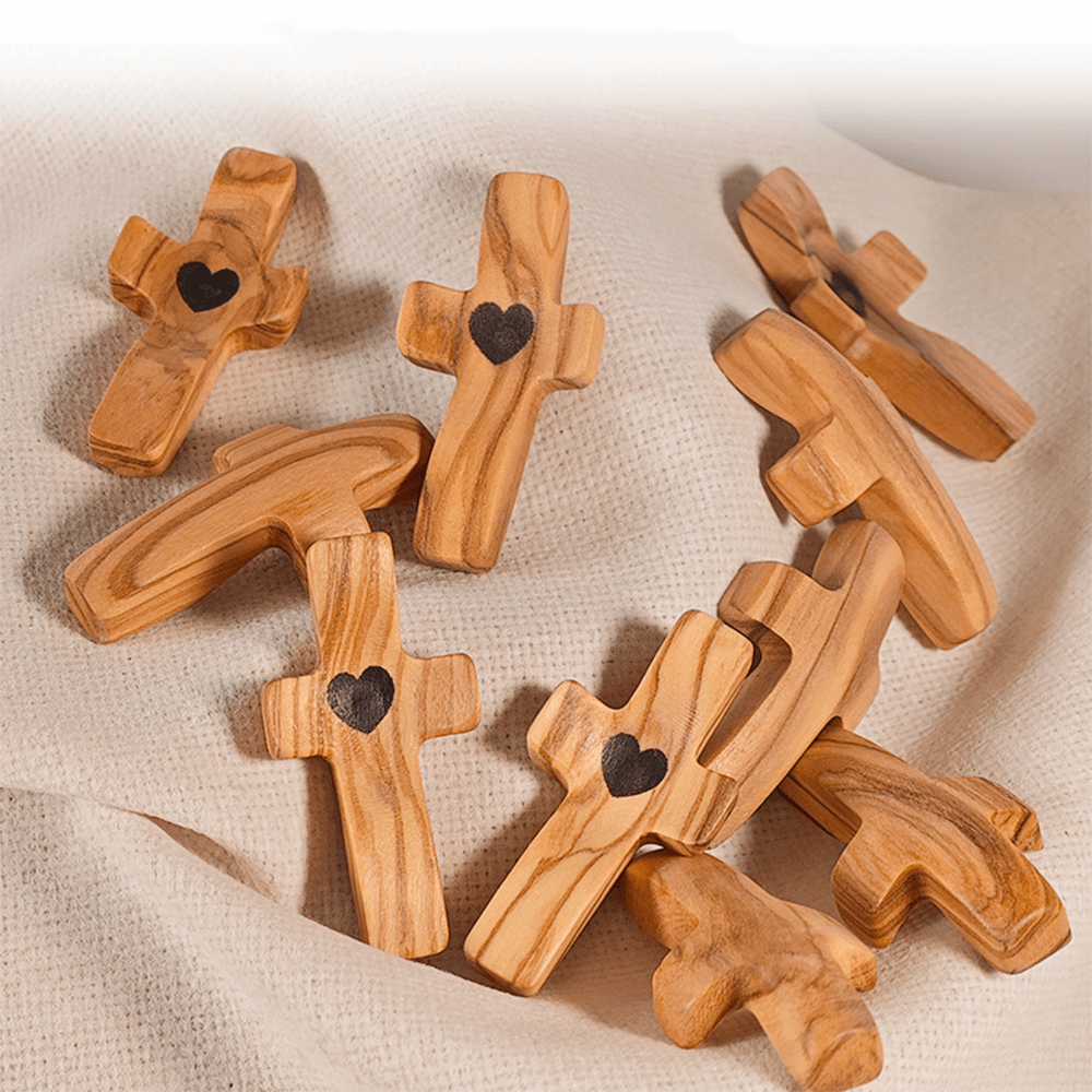 Christiandiscipleshop Modern Style Walnut Multicolor Thumb Cross Praying Handle Ornaments