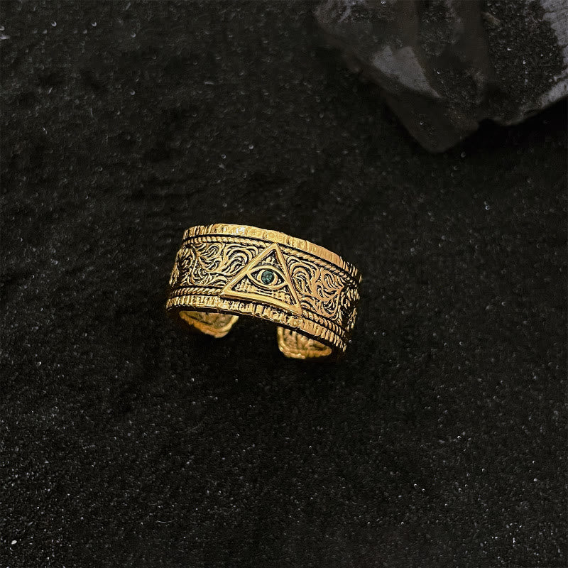 Christiandiscipleshop Retro Heavy Style Eye of God Pattern Golden Ring