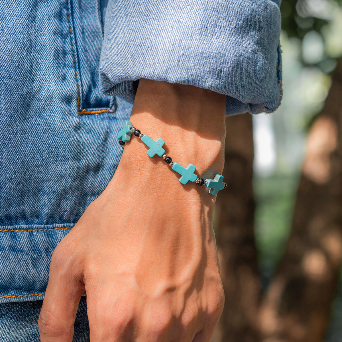 Christiandiscipleshop Crucifix Prayer Beaded Turquoise Bracelet