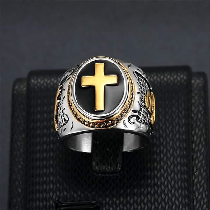 Christiandiscipleshop Retro Cross "Hand of God" Titanium Religion Ring