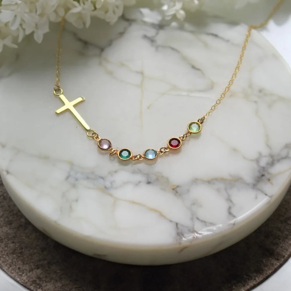 Christianartworkshop Biblical Birthstone Cross Necklace Religion Jewelry Gift