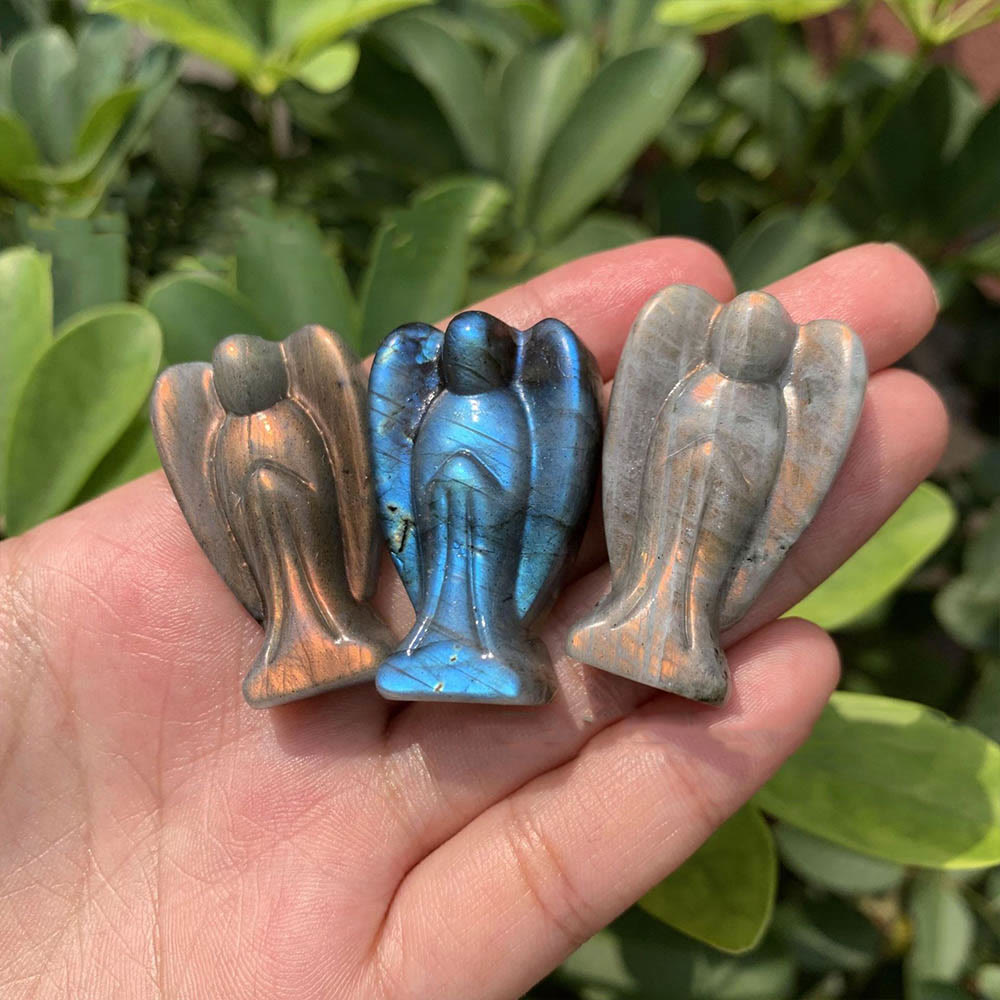 christiandiscipleshop Minimalist Abstract Style Multicolor Labradorite Angel Figurine Stereoscopic Desktop Ornaments