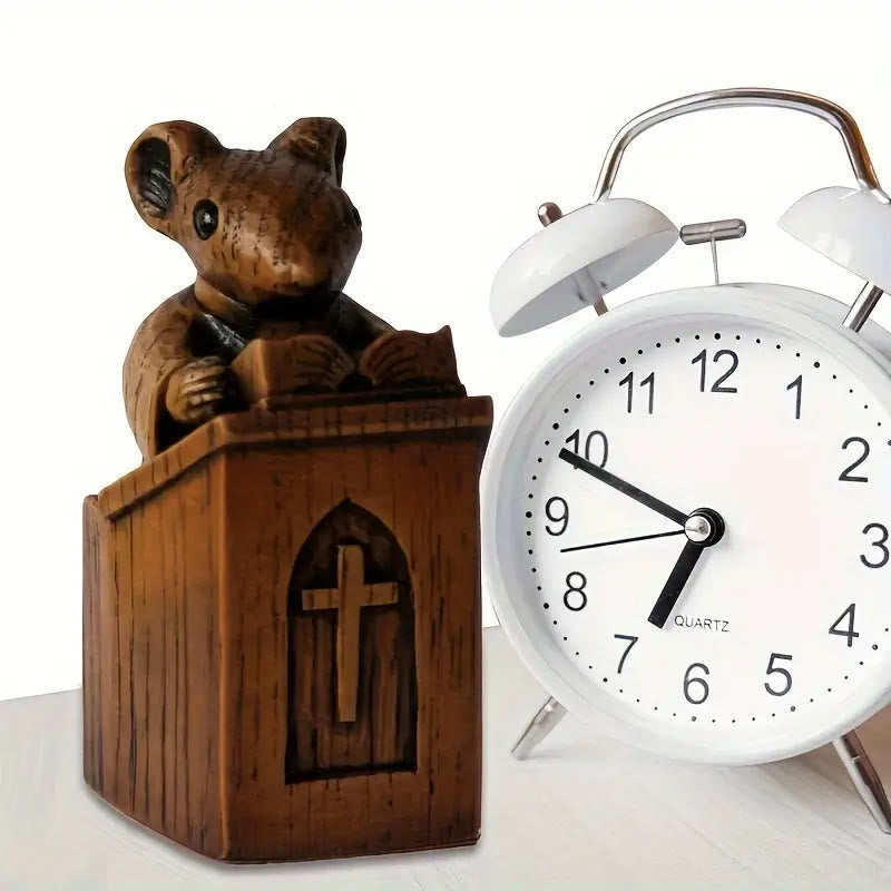 Christiandiscipleshop Rustic Vintage Style Brown Resin Church Mice Stereoscopic Desktop Ornaments