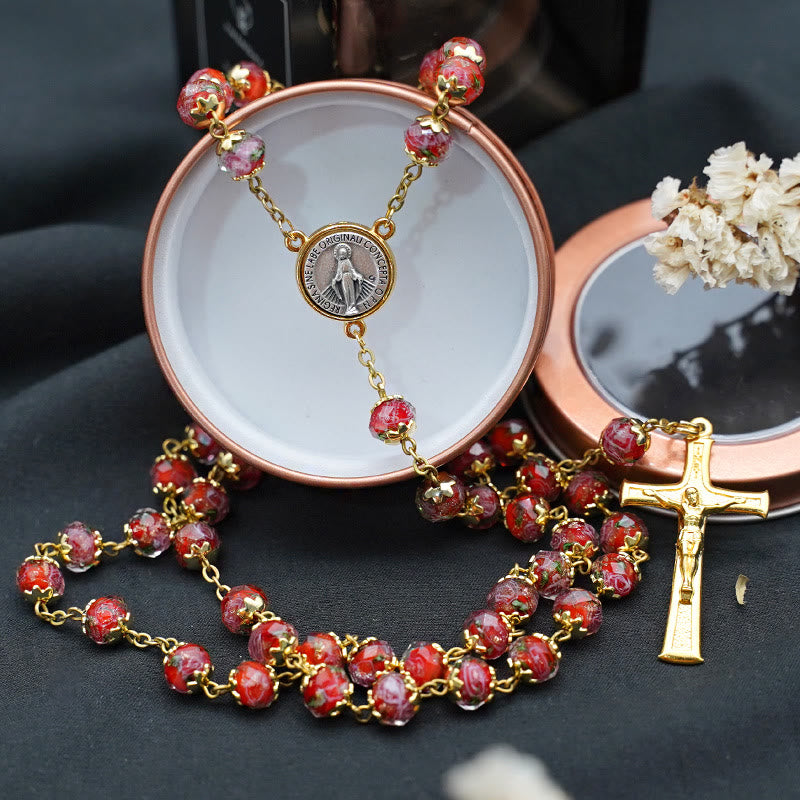 christiandiscipleshop Virgin Mary Glazed Multi-color Crystal Rosary
