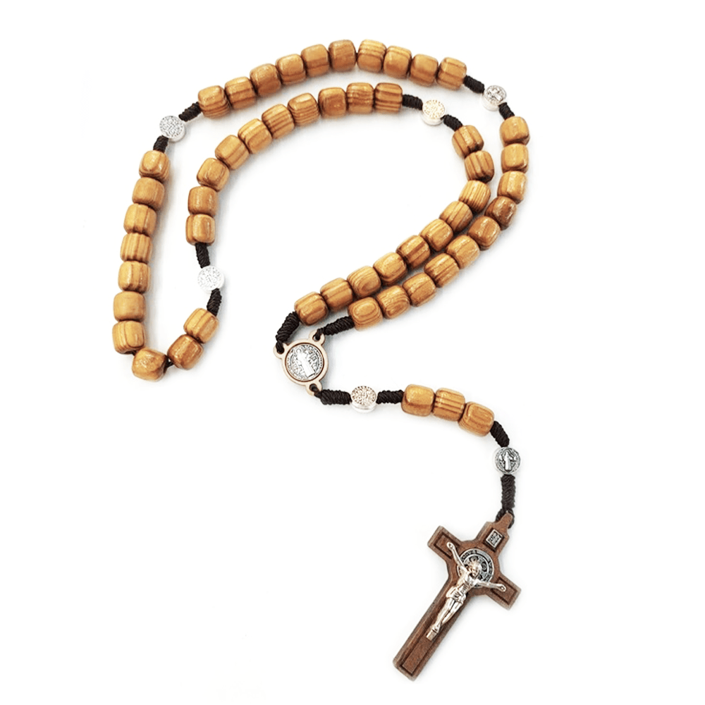 Crafted Natural Wood St. Benedict Crucifix Rosary