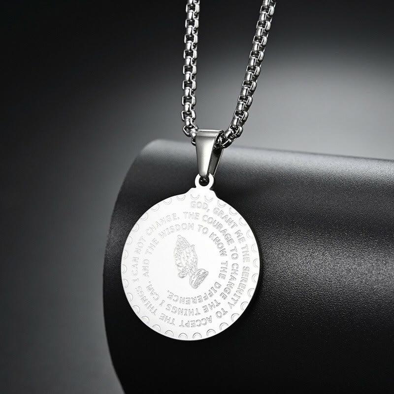 Christiandiscipleshop Praying Hands Round Plaque Necklace