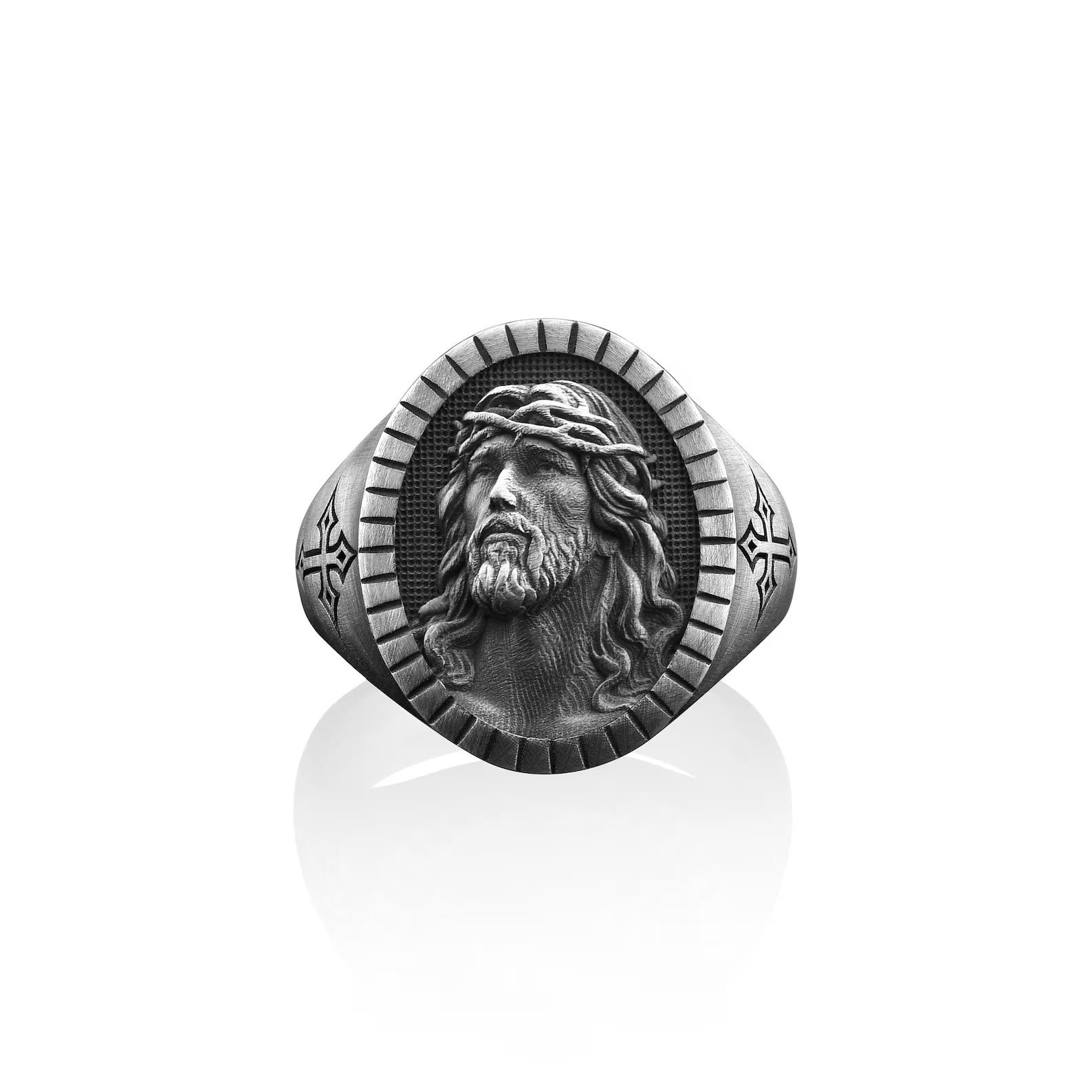 christiandiscipleshop Vintage Christ Jesus Head Cross Blessing Ring