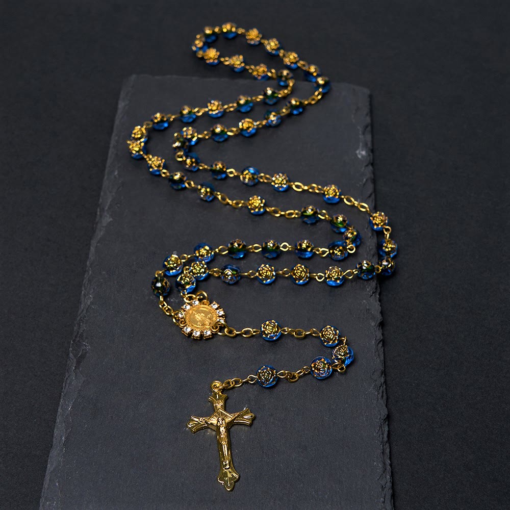 Christiandiscipleshop St. Benedict Medal & Crucifix of 8 mm Round Multicolor Acrylic Alloy Chain Rosary