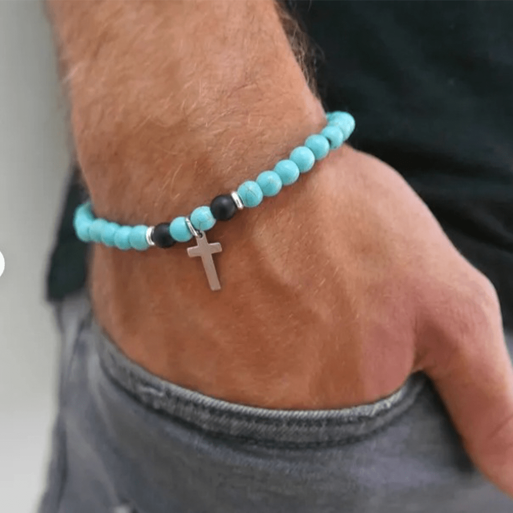 Christianartworkshop Blessing Turquoise Stretch Bracelet