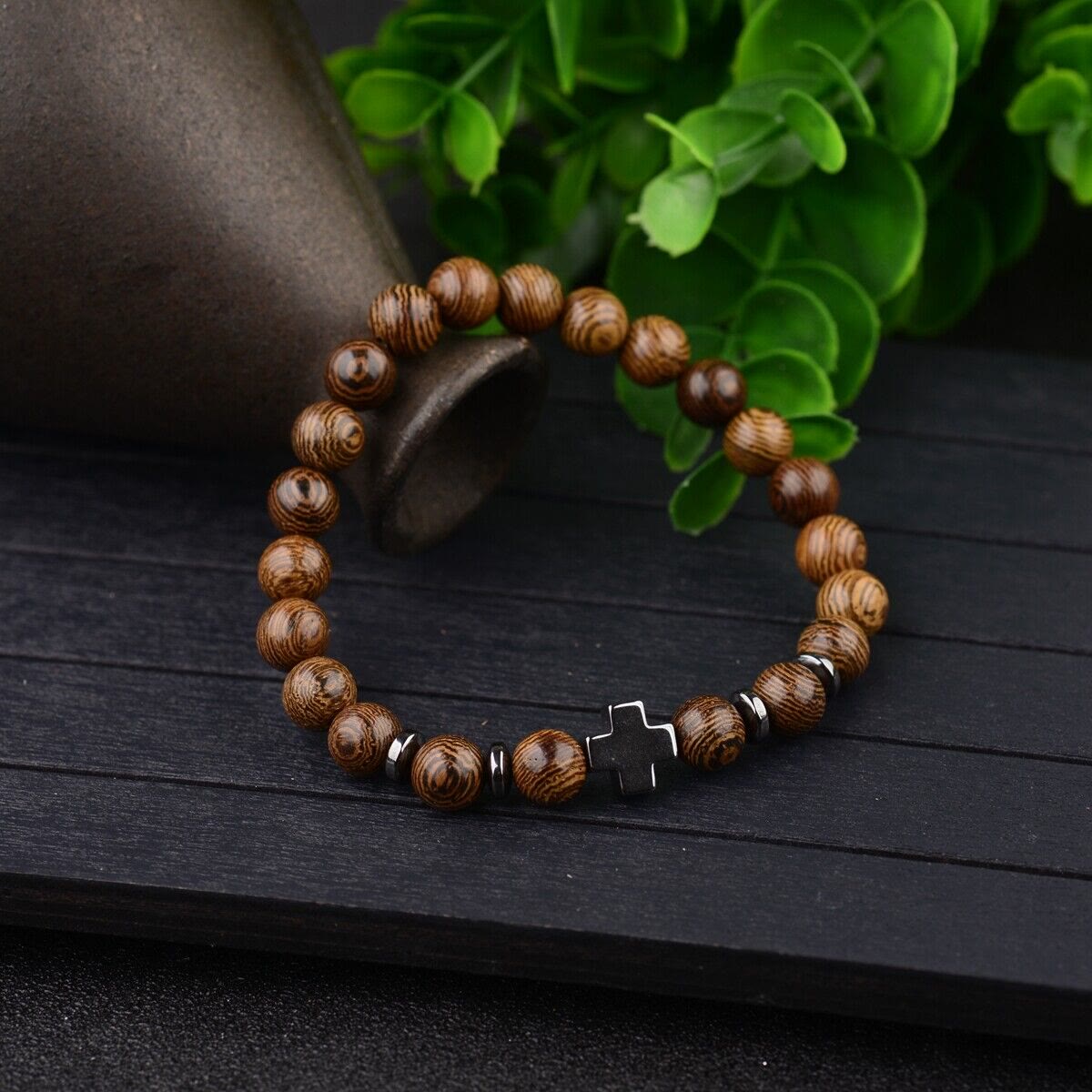 Christiandiscipleshop Cross Wooden Bead Bracelet