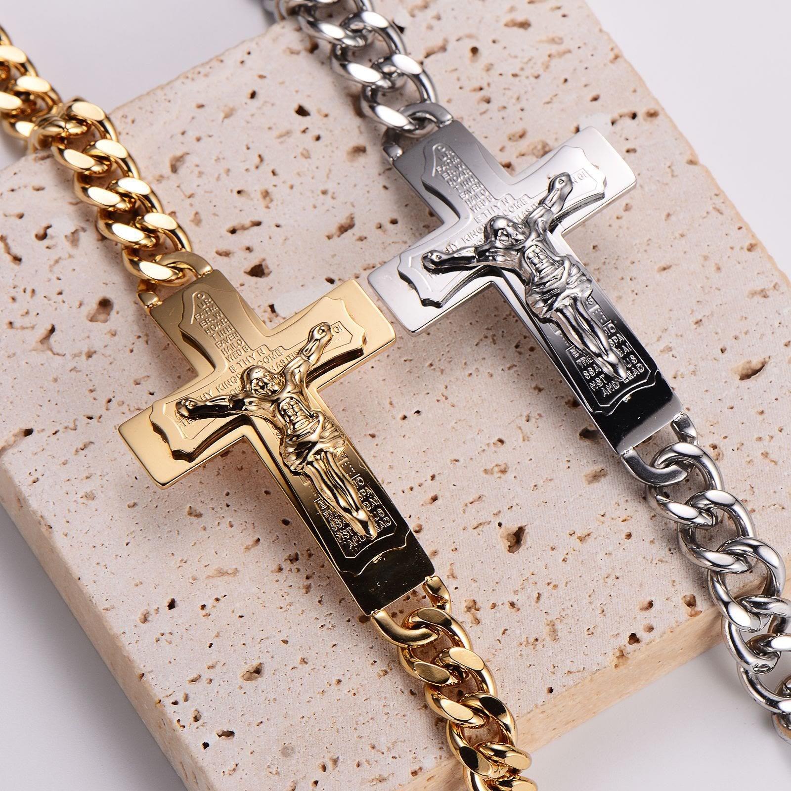 Christiandiscipleshop Solid Jesus Cross Bible Verse Crucifix Prayer Bangle Bracelet