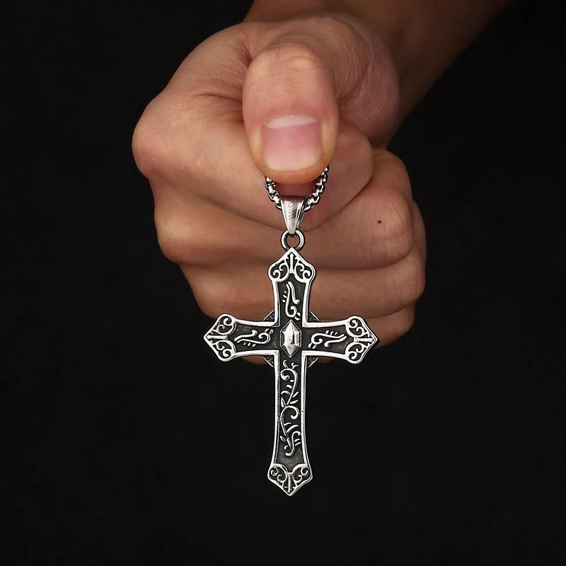 Christiandiscipleshop Retro Titanium Virgin Mary Cross Pendant Necklace