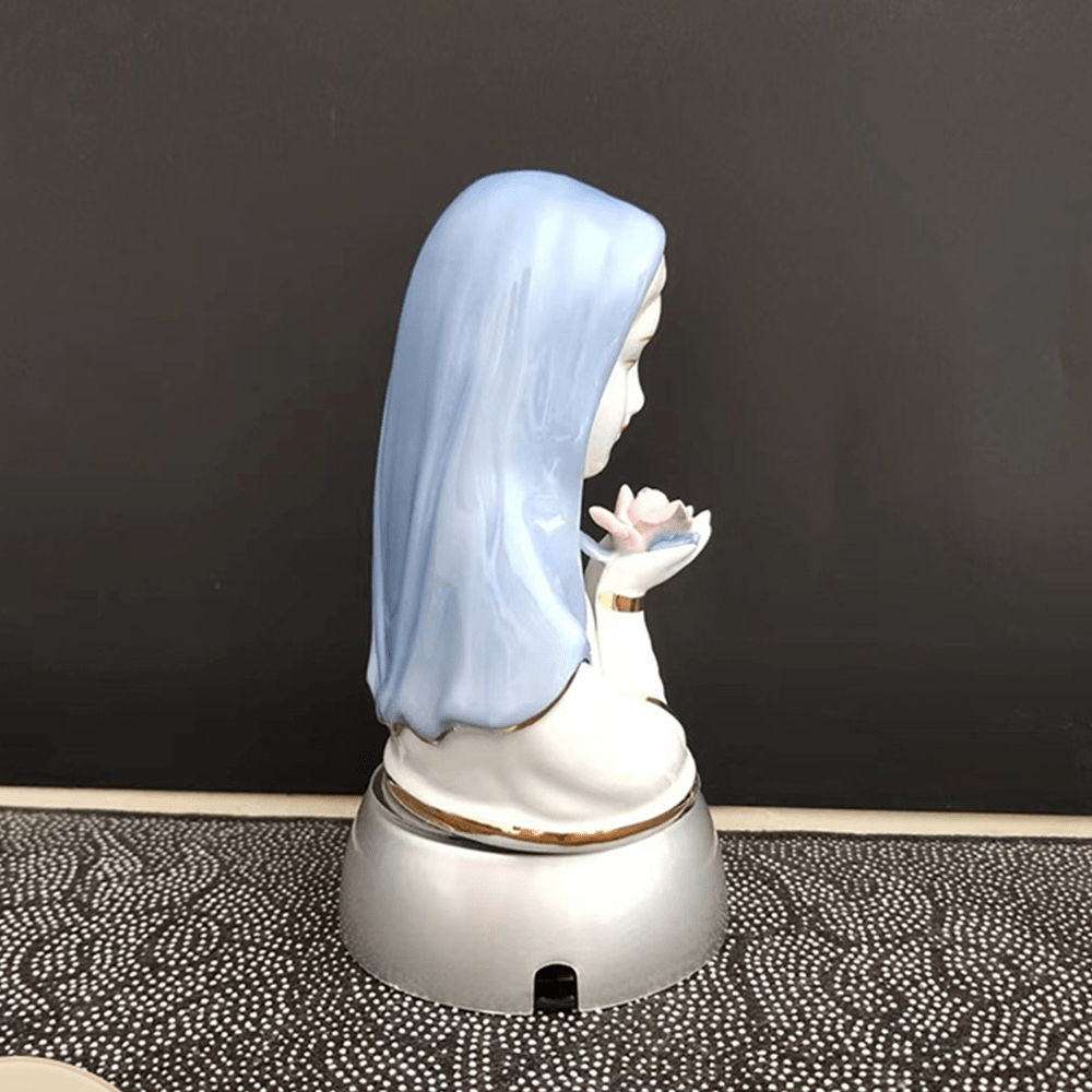 Christiandiscipleshop Classic Style White-blue Ceramic Virgin Mary Figurine Stereoscopic Desktop Ornaments