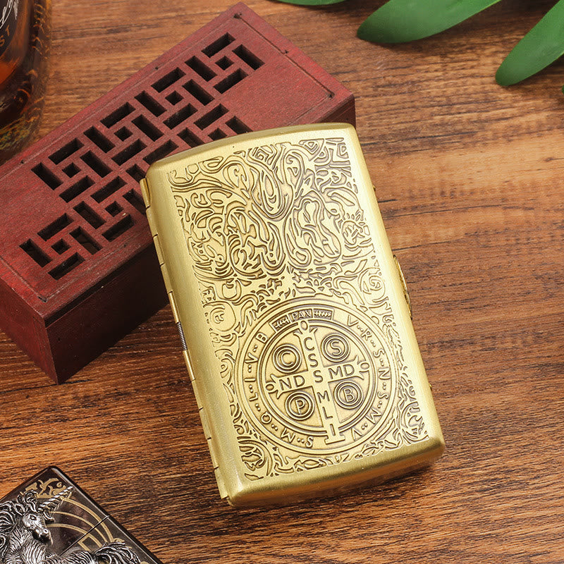St. Benedict Cross Medallion Metal Cigarette Case