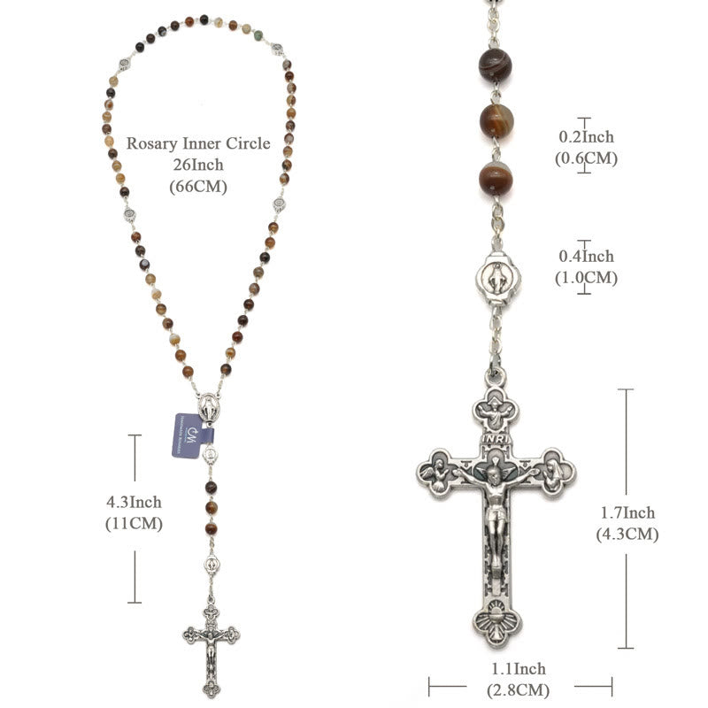 christiandiscipleshop Virgin Mary Agate Prayer Rosary with 5-in-1 Crucifix