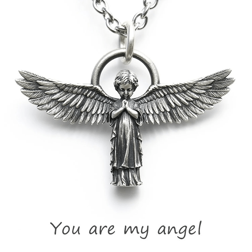 Christiandiscipleshop Spread-winged Praying Angel Protection Necklace