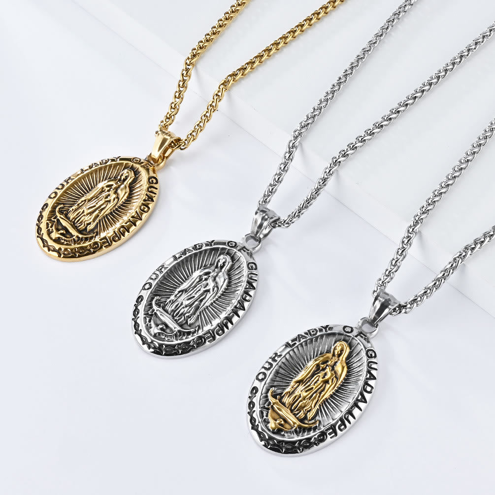 christiandiscipleshopthe 3 Colors Our Lady of Guadalupe Stainless Steel Necklace