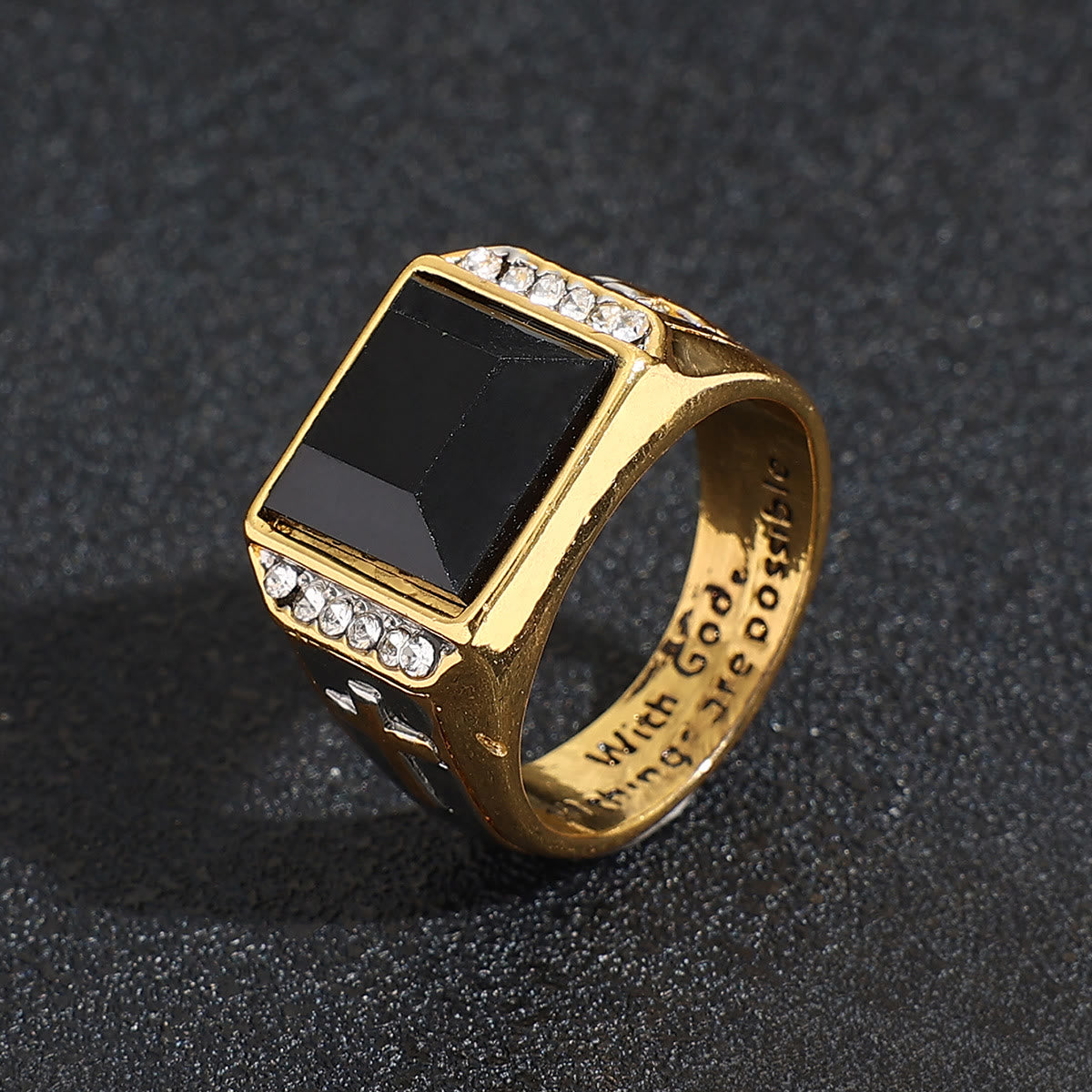 Christiandiscipleshop Faith Two Tone Plated Cross Ring - With God All Things Are Possible