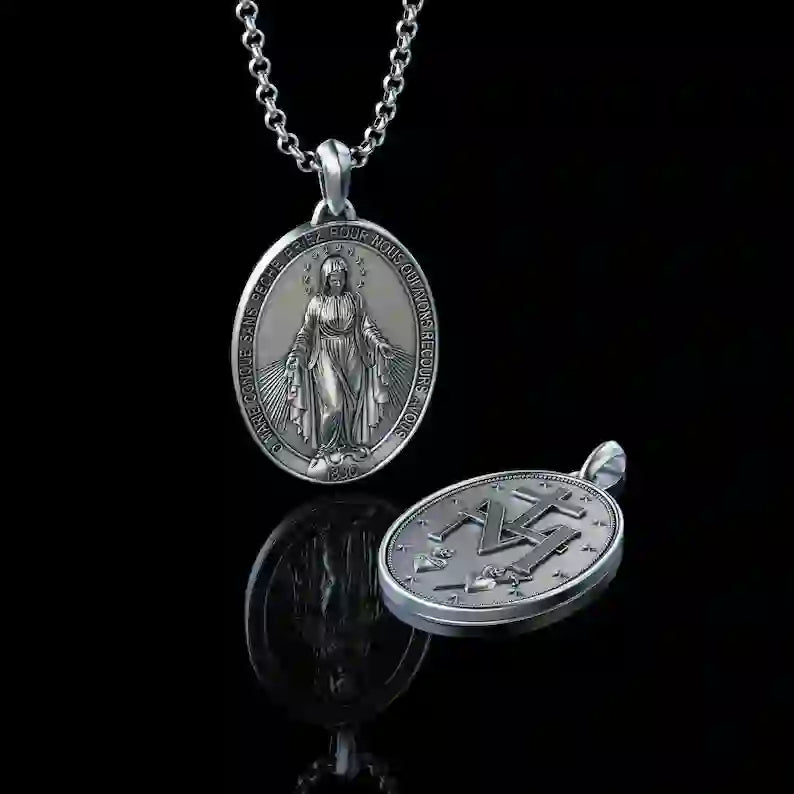 Christiandiscipleshop Crafted Silver Maria Pendant Necklace Religion Jewelry