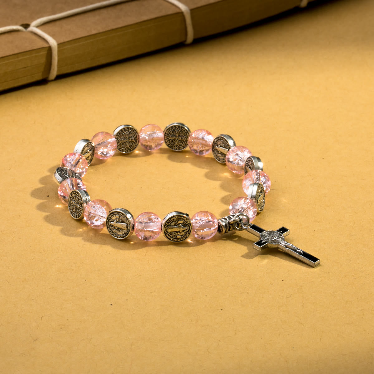 christiandiscipleshop Jesus Cross Alloy Charm Pendant Beaded Bracelet