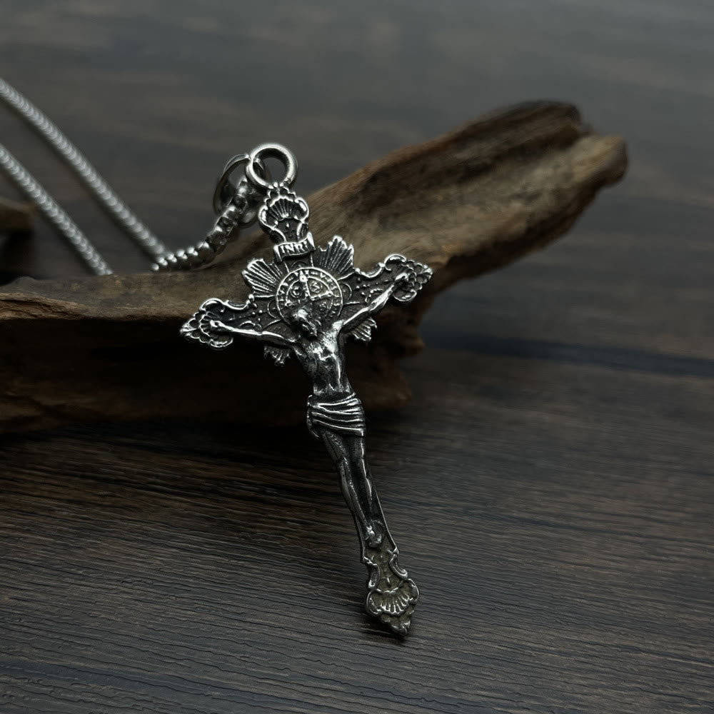 St. Benedict Symbol Crucifix Necklace