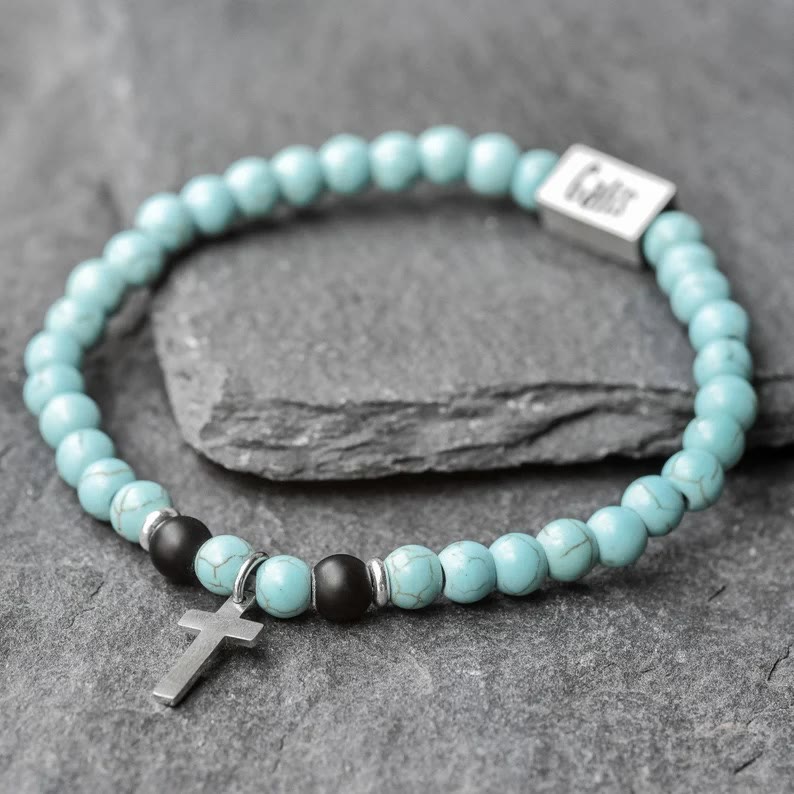 Christianartworkshop Blessing Turquoise Stretch Bracelet