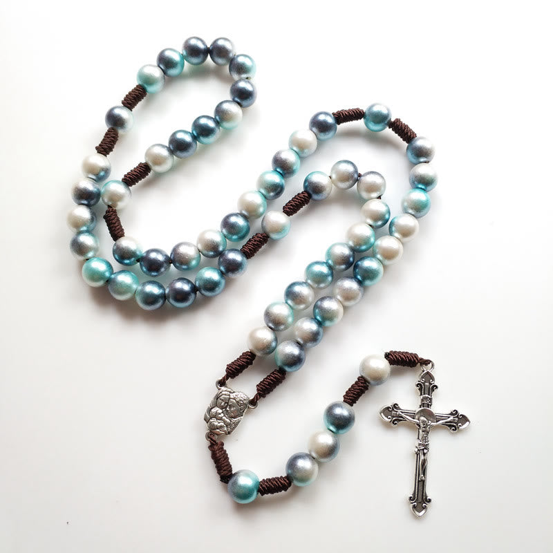 christiandiscipleshop Holy Family & Crucifix of 10 mm Round Multicolor Acrylic Nylon Cord Rosary