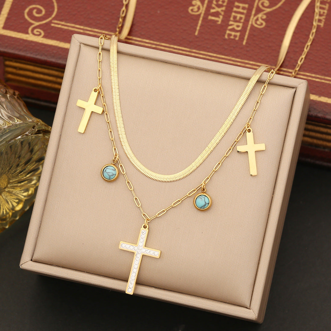 christiandiscipleshop Turquoise Embellished Double Layer Bracelet