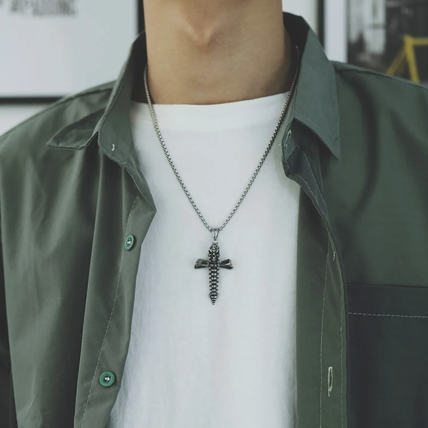 Christiandiscipleshop Punk Style Skull Crossbones Pendant Necklace