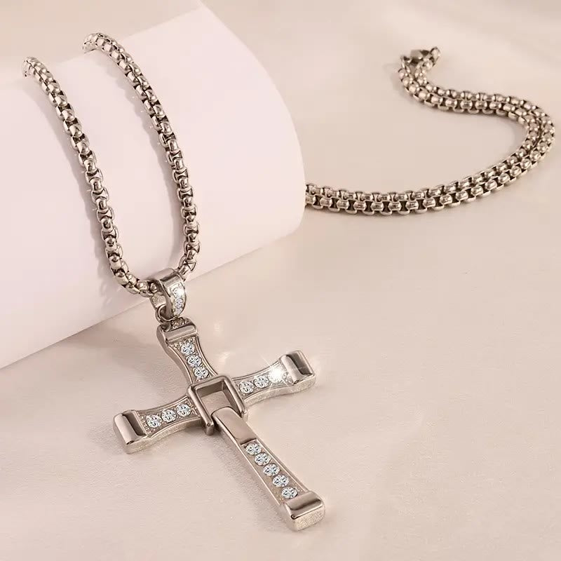 christiandiscipleshop Jewelry Cross Crystal Pendant Chain Necklace