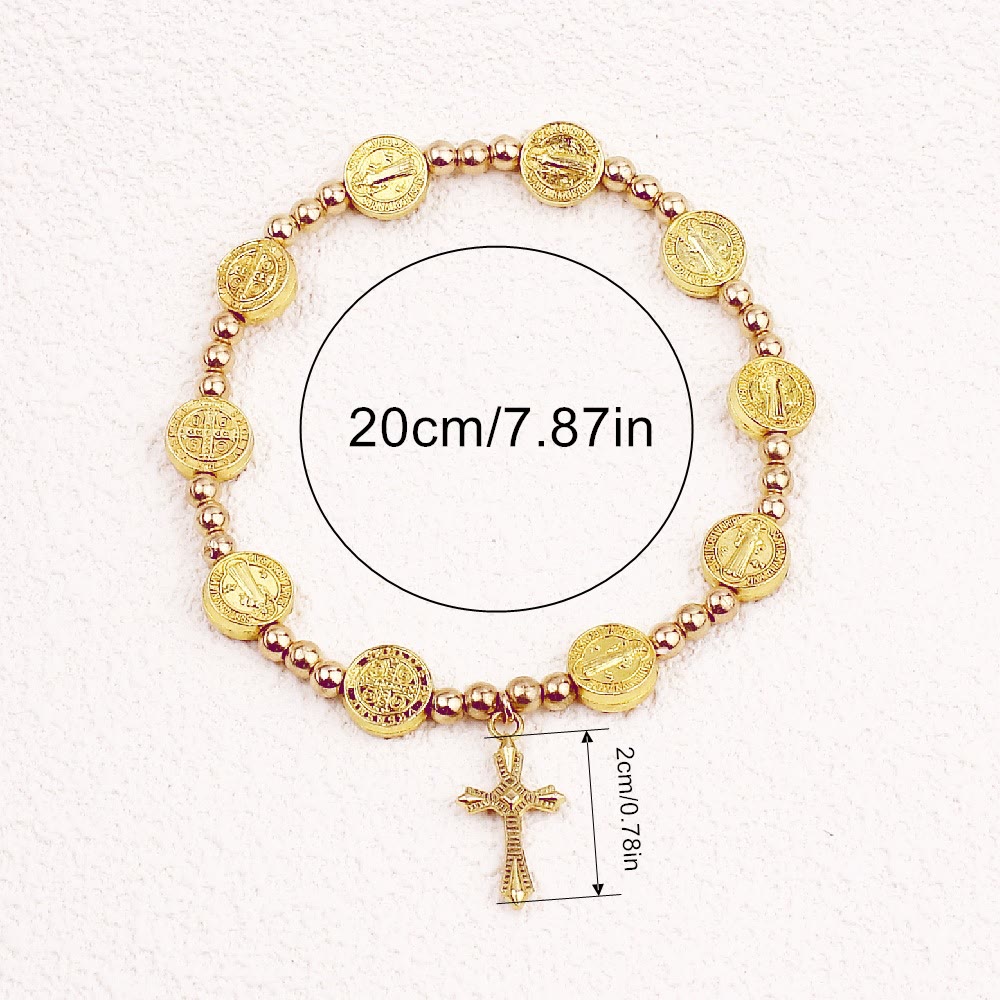 Christiandiscipleshop Gold-tone St. Benedict Cross Stretch Bracelet
